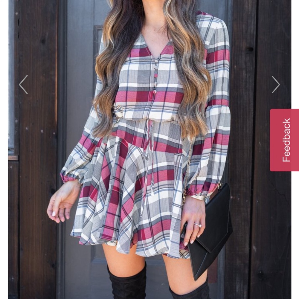 Burgundy plaid dress